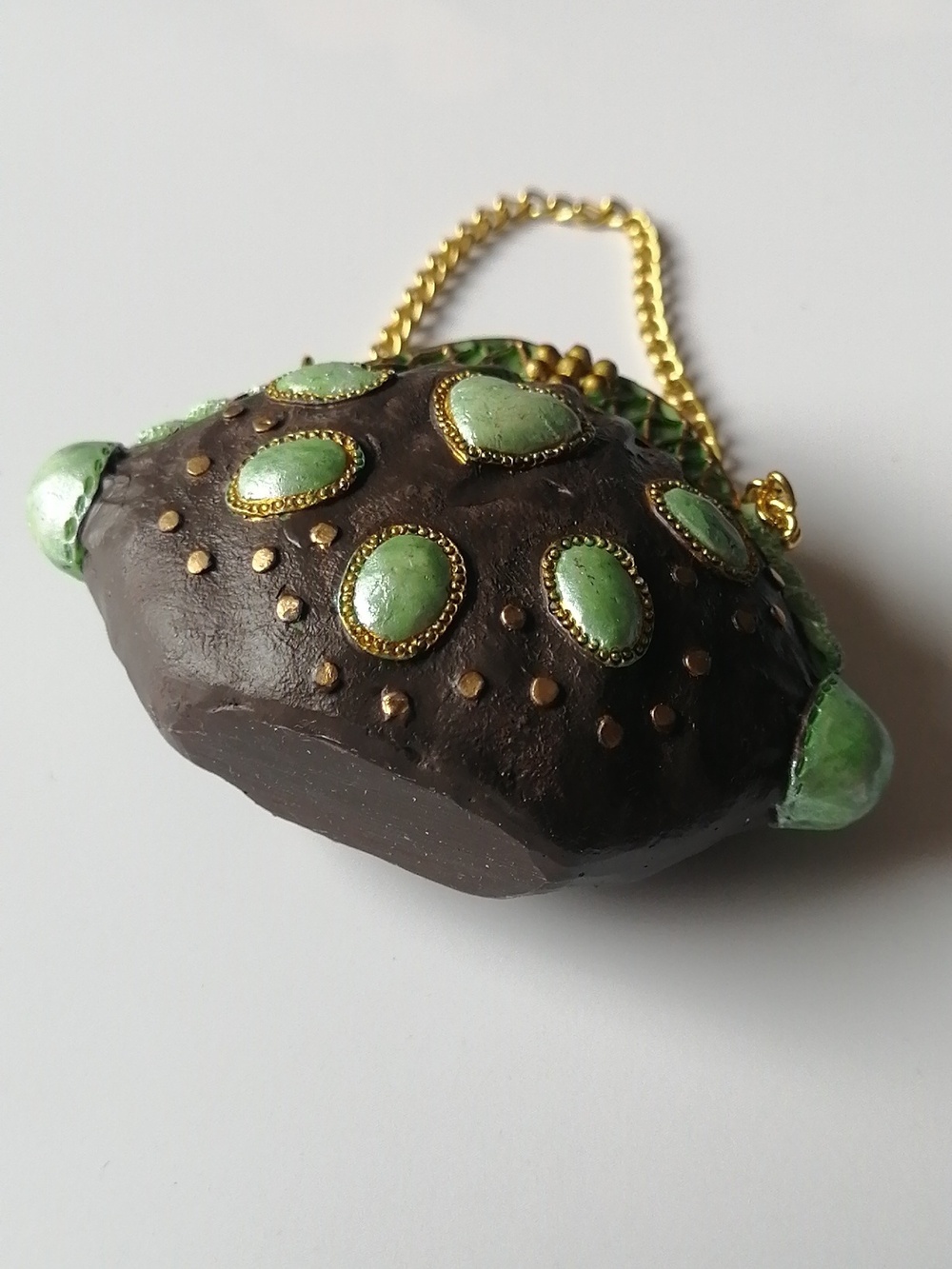 2/$20🔹Vintage Miniature Purse Ceramic Resin Figurine Brown Mint Turquoise - Picture 6 of 10